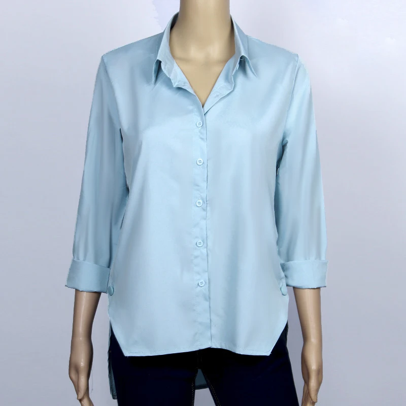 

Fashion Autumn Button V-Neck Long Sleeve Shirt Womens Tops And Blouses Female Tunic Office Tops Plus Size WS9817V