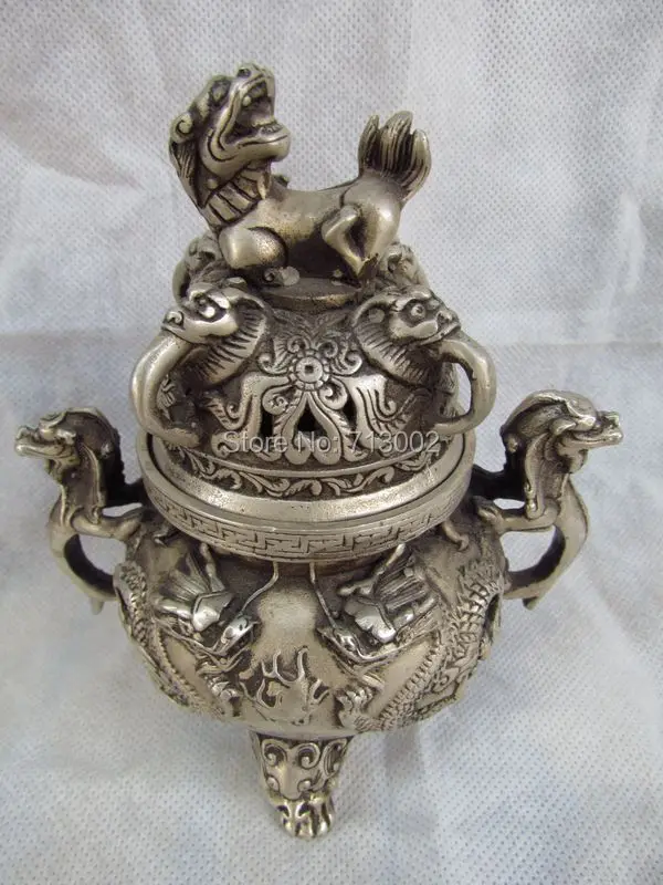 Винтажная горелка для благовоний в стиле китайской династии с серебряными