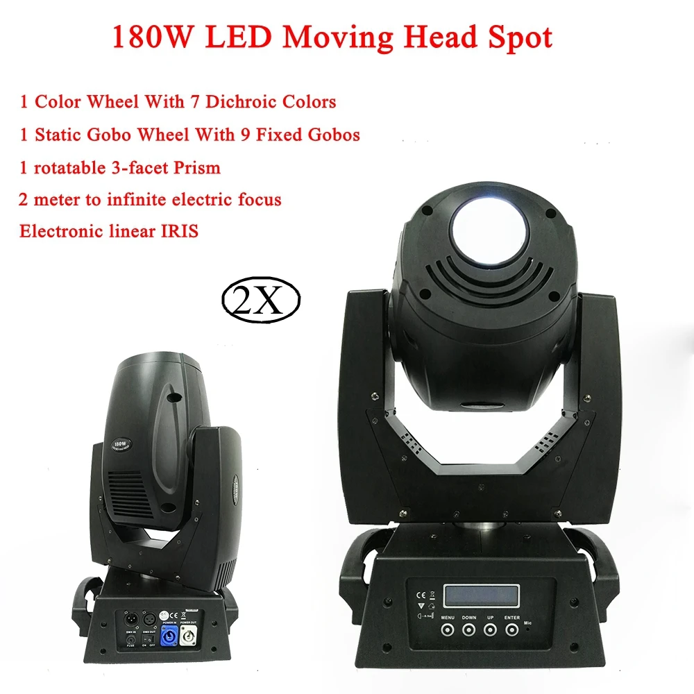 

2 шт./лот 180 Вт LED Moving Head Spot Light 1-18 раз/сек Высокоскоростной Электронный стробоскоп 17DMX каналы хорошо подходят для DJ Disco Party Bar