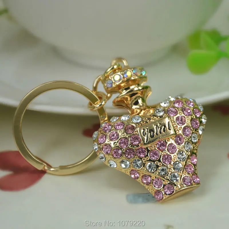 Брелок TN в виде флакона духов подвеска со стразами и кристаллами брелок для