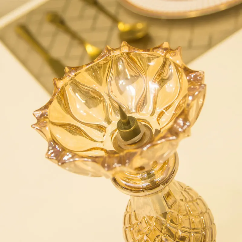 

Candlestick European Style Ornaments Crystal Glass New Chinese Fragrance Candlestick Golden Living Room Decorations