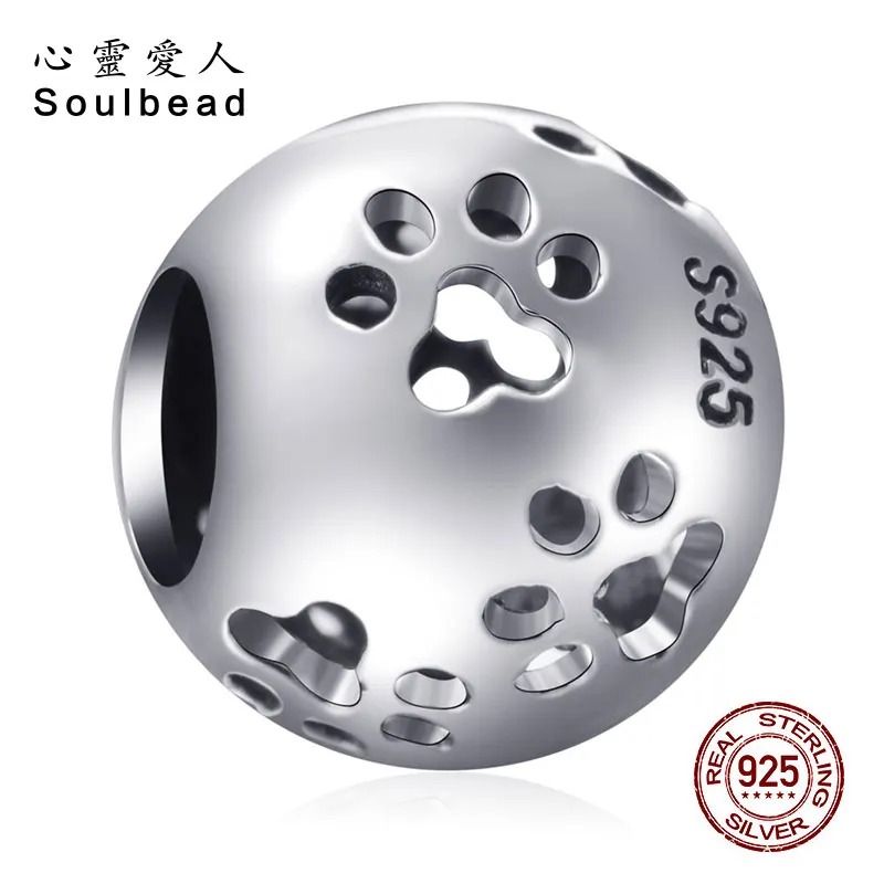 Soulbead Европейский 925 пробы серебро ажурные следы лап шарма бусины соответственные