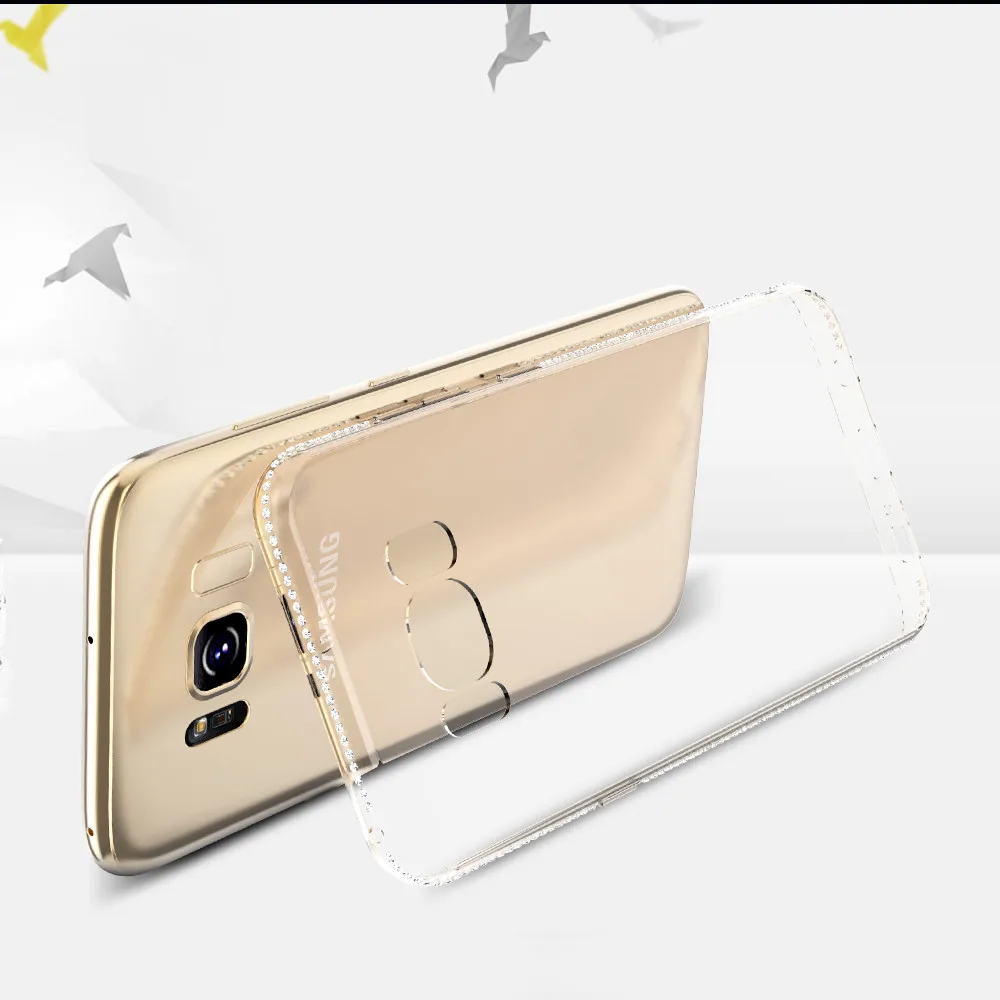 KISSCASE блеск Bling Rhinestone Чехлы для samsung Galaxy S8 S9 плюс S7 S6 край чехол Примечание 9 A5 J5 A7 J3