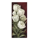 Белые тюльпаны, 28x65 см, алмазная вышивка, картина для украшения дома, Алмазная мозаика, узор, полностью квадратная Алмазная картина zx