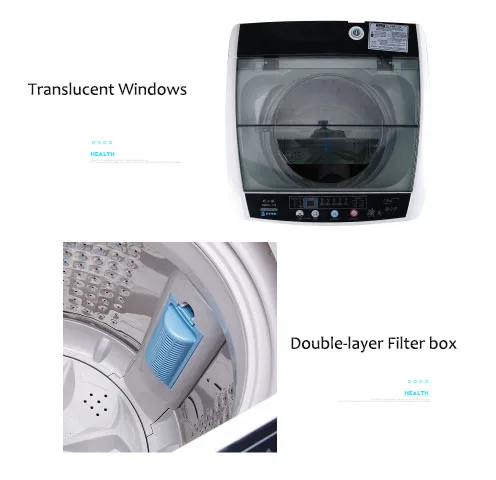

Automatic Washing Machine Wave Wheel Air-Dried Blue Light Sterilization Electrical Clothes Washer Stainless ABS Turbo Top Open