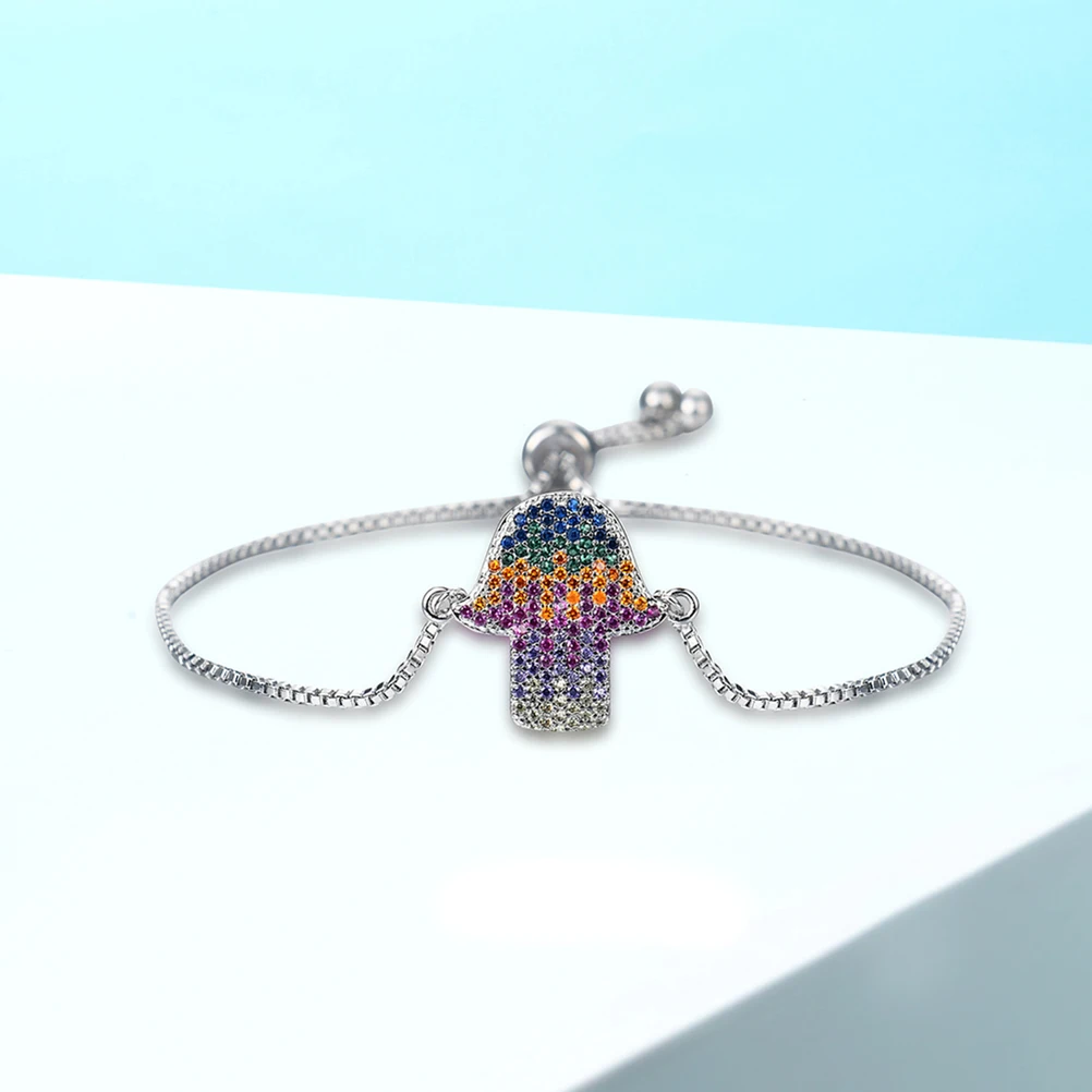 Модный женский браслет регулируемый Блестящий цветной горный хрусталь Pedant цепь