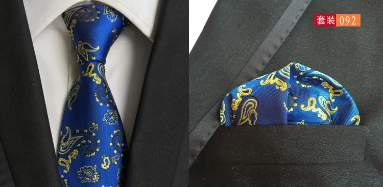 Classic Novelty 23 Style Mens Tie Pocket Square Set Silk Paisley Flower Floral Gird Necktie Set Business Wedding Party Tie Set