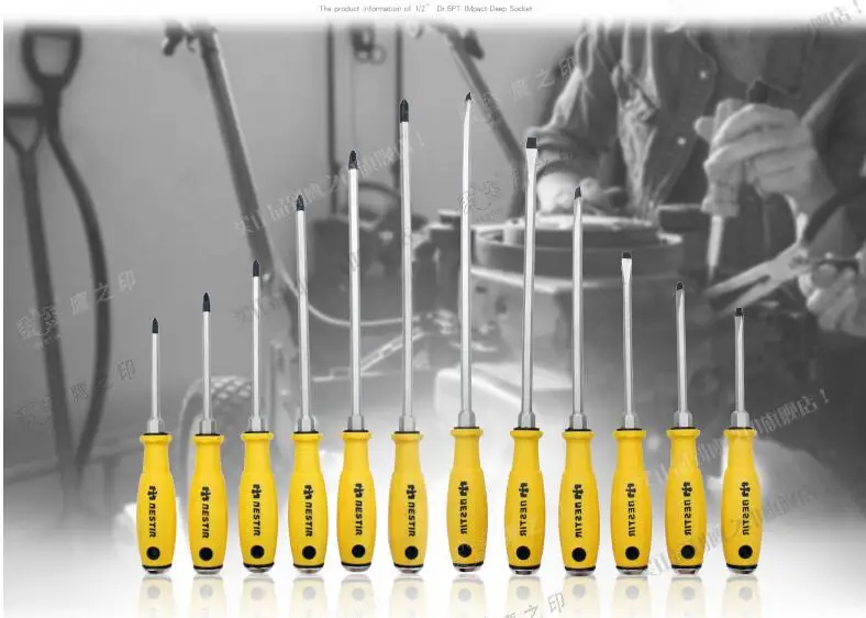 

BESTIR taiwan tool Chromium molybdenum steel Environmental Oil resistant knocking phillips/slotted 6.3mm/8mm screwdrivers