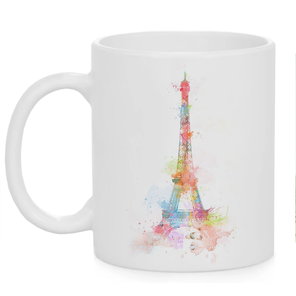 Кружка с рисунком всемирно известных мест керамическая кофейная чашка 11 унций