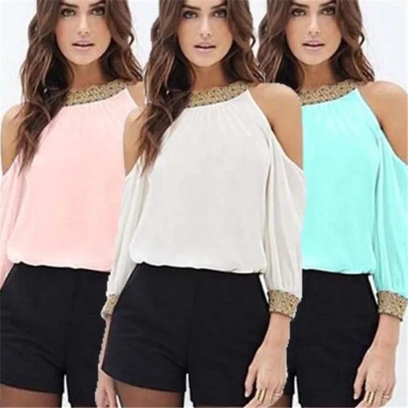 Стильные женские летние свободные повседневные топы с открытыми плечами пуловер