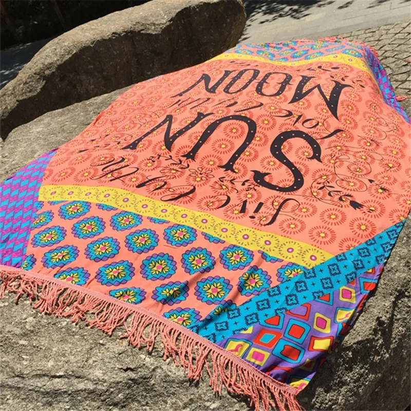 Пляжная накидка с надписью пляжное полотенце из вискозы кисточкой на купальник