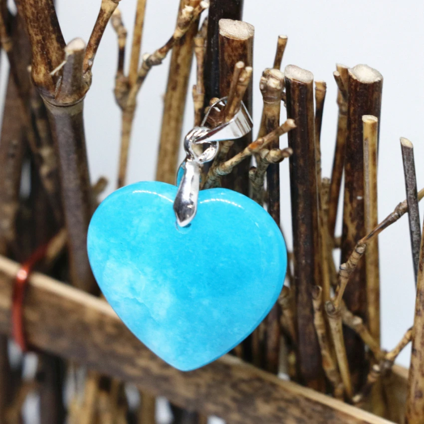 Оптовая цена 2 шт. Женские любящее сердце кулон синий нефриты халцедон Камень