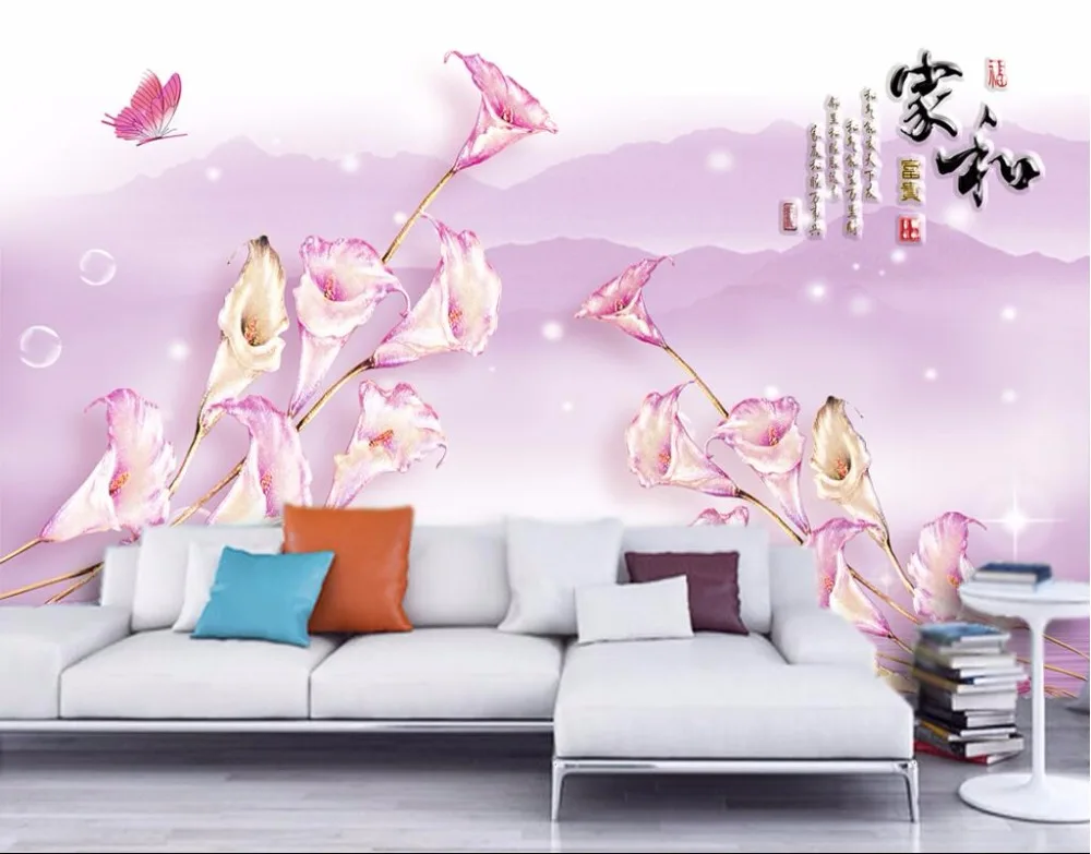 3d комната фото обои на заказ росписи Каллас бабочка декорация Живопись настенные
