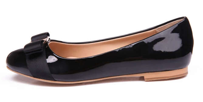 086-1 black Patent Женские дизайнерские туфли на плоской подошве из натуральной кожи с бантом DA002 - Цвет: 086-1 black Patent