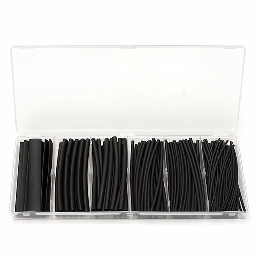 100 мм Черный Ассорти Термоусадочная Трубка Набор кабель провода обертывание