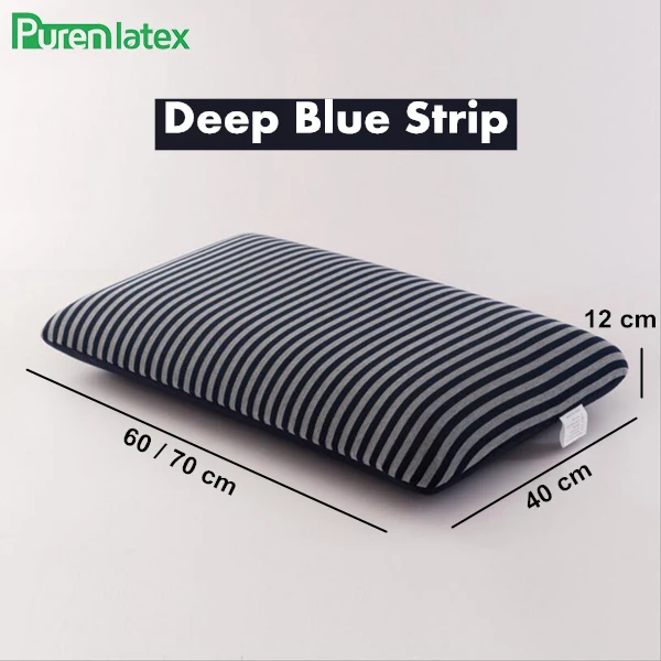 Deep Blue Strips PurenLatex 60*40*12 большой пены памяти продолговатые полоски мягкая Ортопедическая подушка спондилез Eczema предотвращает шейный позвонок подушка - Цвет: Deep Blue Strips