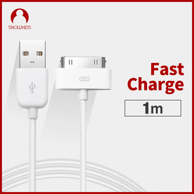 Usb-кабель Snowkids для iPhone 4, 4S, 3G, iPad 2, 3, iPod, Nano, Mini Touch, быстрая зарядка, 30 Pin, зарядное устройство, кабель для синхронизации данных
