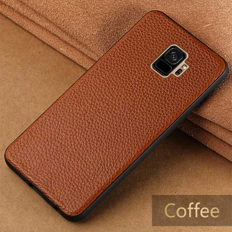 Coffee Натуральная кожа чехол для телефона для samsung S7 S8 S9 Plus Note 8 9 чехол с зернистой текстурой задняя крышка для A3 A5 A7 A8 J5 J7 чехол s - Цвет: Coffee