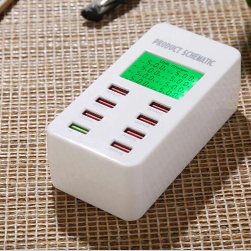 35 Вт 8 портов QC3.0 быстрое зарядное устройство Смарт USB с ЖК дисплеем зарядная