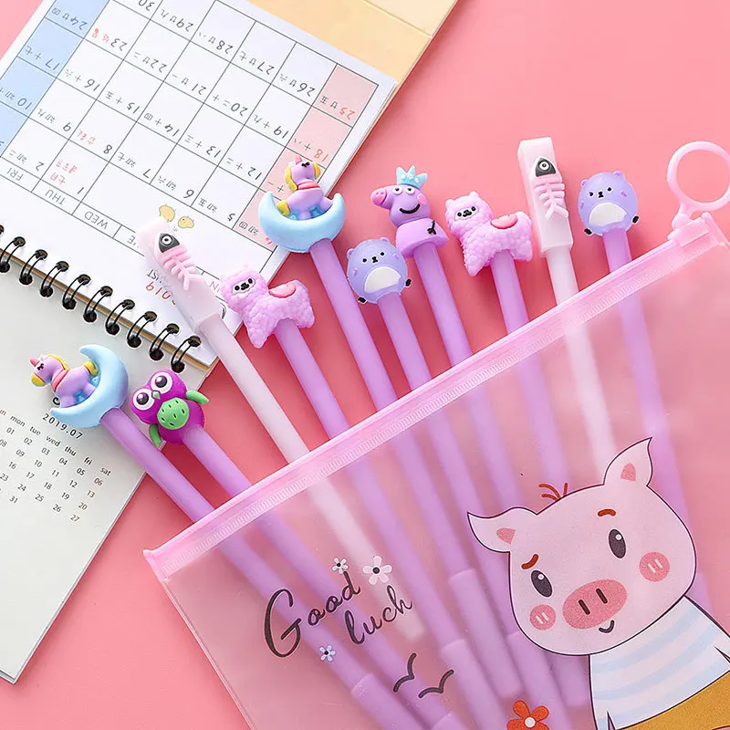 Style E Канцелярский набор 10 шт./лот Kawaii Girl Милая мультипликационная гелевая ручка нейтральные ручки для детей школьные принадлежности канцелярские принадлежности с сумкой - Цвет: Style E