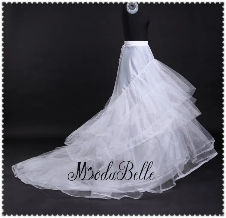 3-layer петтикота кринолайн 2 обруч поезд юбка Jupons де марьяж одеяние высокое