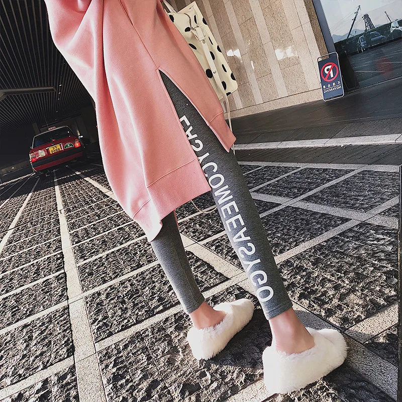 Леггинсы для беременных в Корейском стиле Осень-зима эластичные стройнящие плюс
