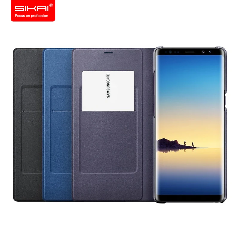 SIKAI 100% Оригинальный светодиодный Чехол книжка для samsung Note 8 умный кожаный чехол