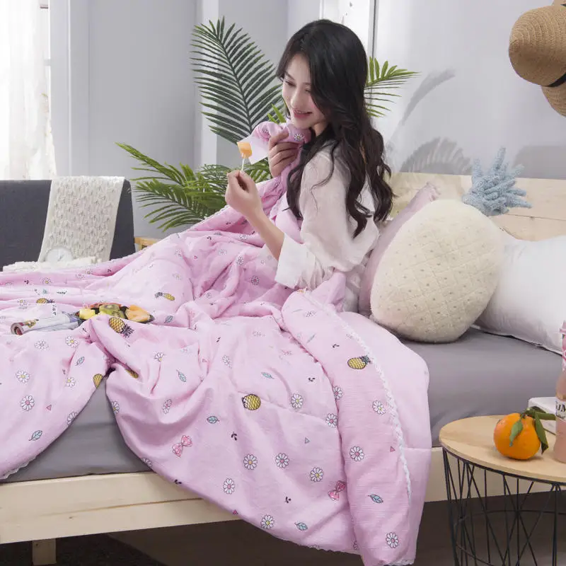 Leaf Pattern Soft Skin-friendly Summer Duvet Washed Cotton Thin Quilt Children Adults Duvet Pillowcase Wholesale(200x230cm