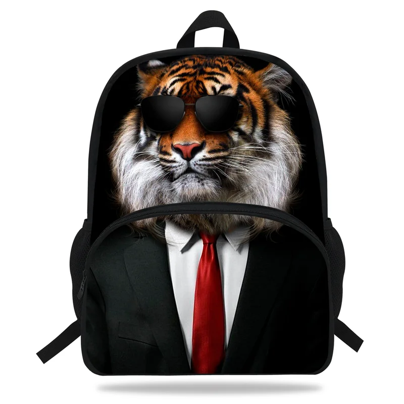 Модная 16 дюймовая модная сумка с животным принтом для детей рюкзак тигром