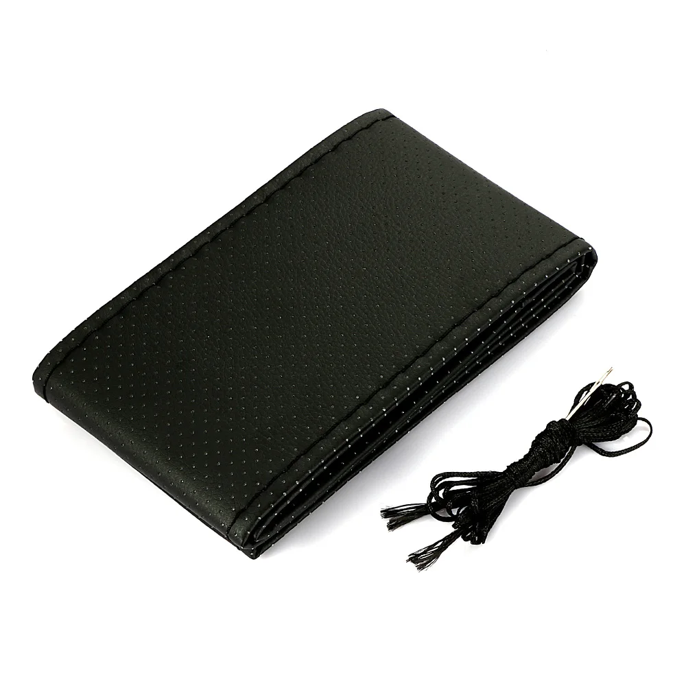 

Плетеный чехол на руль автомобиля с иглами и нитками, искусственная кожа, диаметр 38 см, автомобильные аксессуары