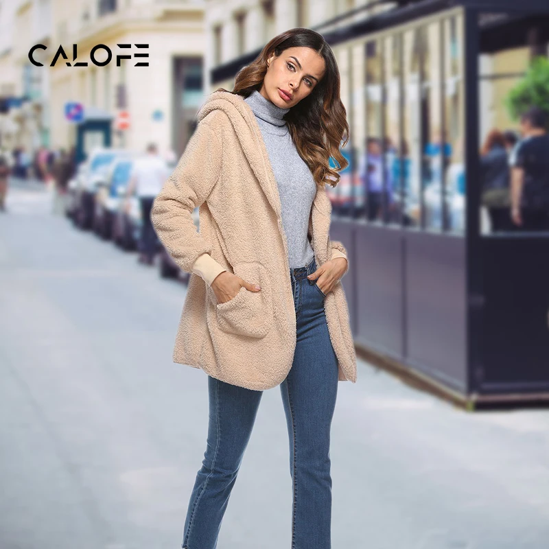 CALOFE пальто из искусственного меха плюшевый мишка куртка Женская мода открытая