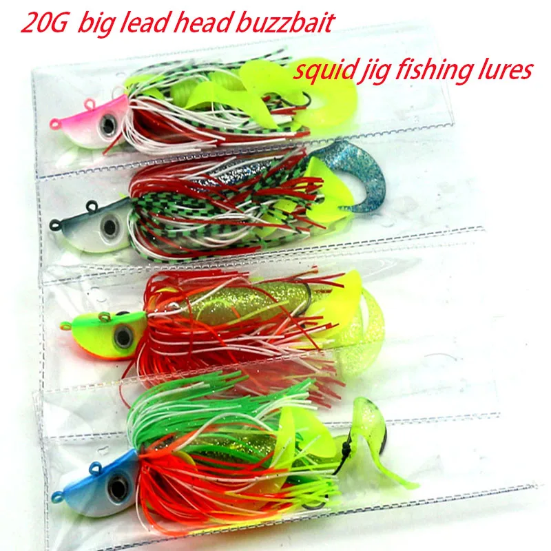 4 шт. большой металлической привести голову Buzzbaits мягкого пластика 20 г Блесен