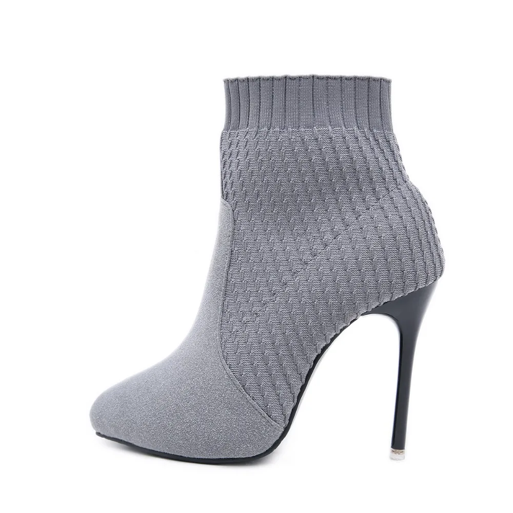 Женские ботильоны на высоком каблуке DongCiTaCi черные серые вечерние шпильке