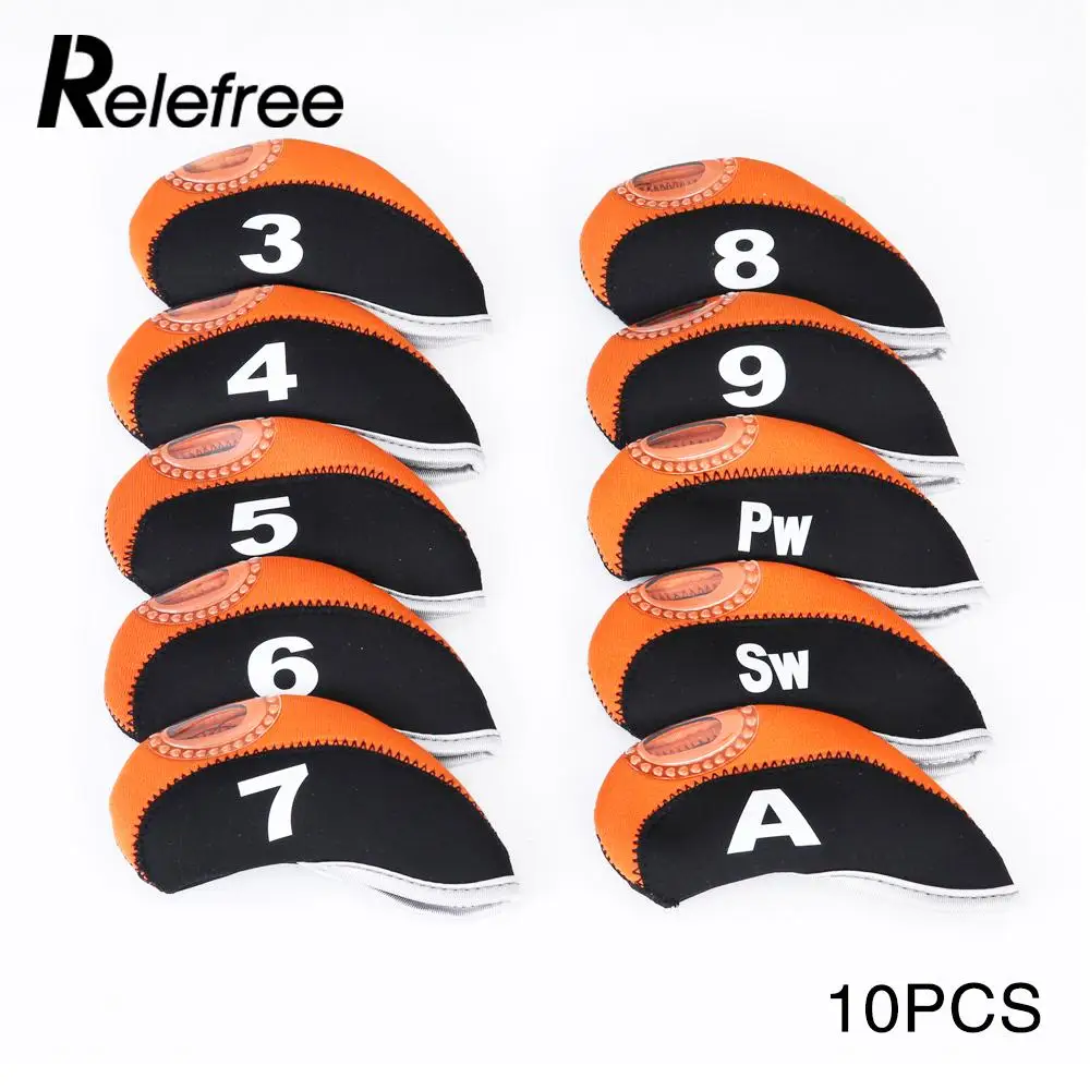 Orange 10 шт. крышка клюшки Железный контейнер для хранения Putter защитный головной убор клинья чехол для головки клюшки для гольфа крышка защита аксессуары для гольфа - Цвет: Orange