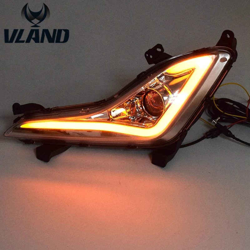 Vland для Elantra светодиодный фонарь дневного света 2012 2016 (DRL) Противотуманные фары с