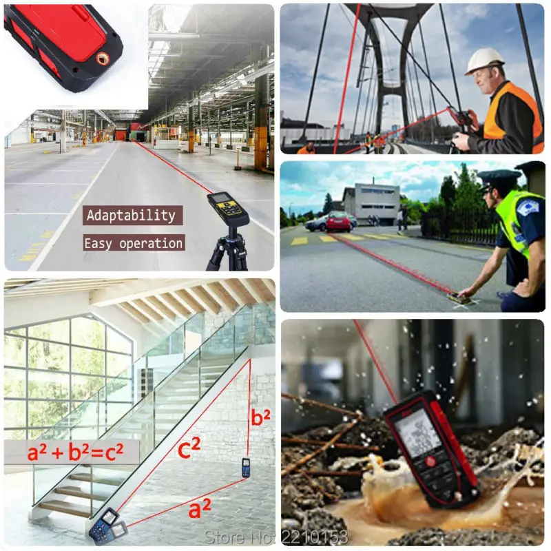Красный лазерный дальномер измеритель расстояния измерение площади/объема 100