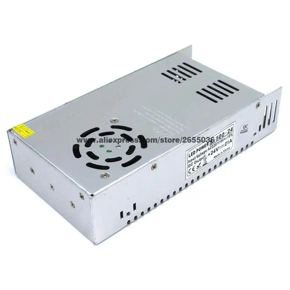 Высокое качество питания DC24V 500 Вт 21A импульсный адаптер AC 110 220 В вход в DC 24 SMPS для