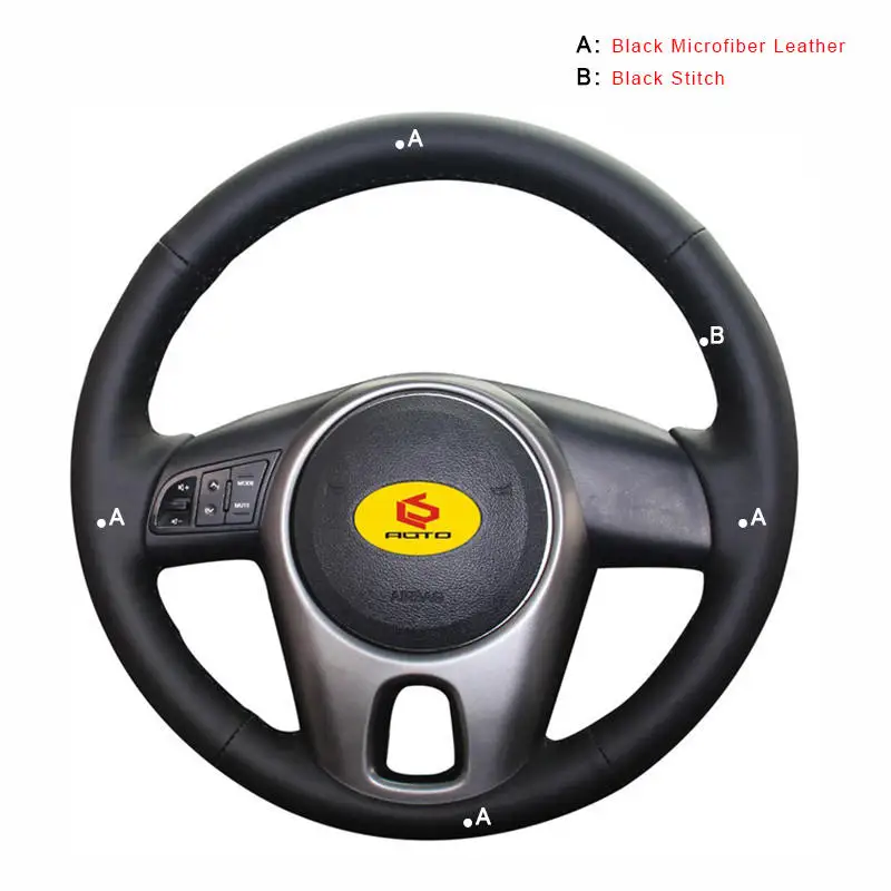 Авто оплетка на руль Крышка для Kia Forte 2009- Soul 2010-2013 Rio 2009-2011 ручная швейная чехол рулевого колеса автомобиля - Название цвета: Microfiber Leather