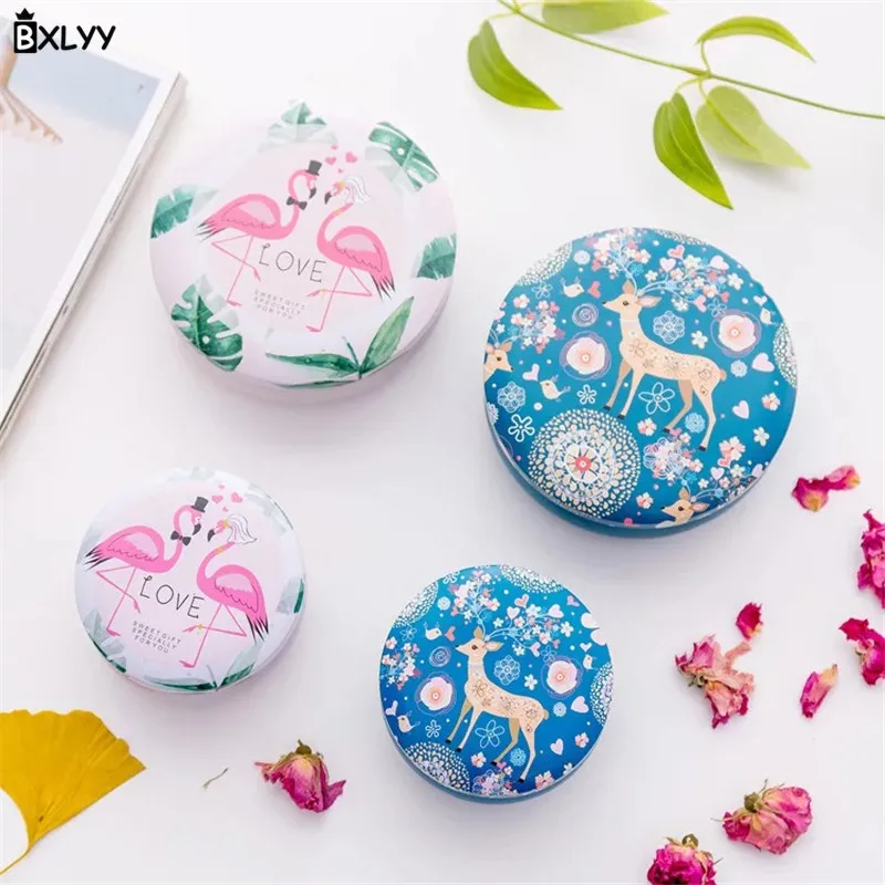 BXLYY горячий Фламинго круглая коробка конфет Лось жести хранения ювелирных