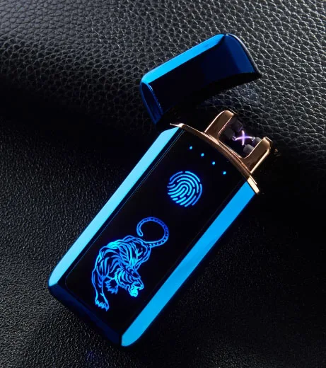 Плазменная Зажигалка Электронная зажигалка Прикуриватель для курения Usb зарядка двойная дуга - Цвет: blue tiger