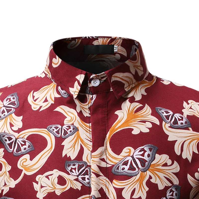 M-3XL New Summer Fashion Mens Shirt Slim Fit Short Sleeve Floral Clothing Trend Plus Size Casual Flower Shirts | Мужская одежда
