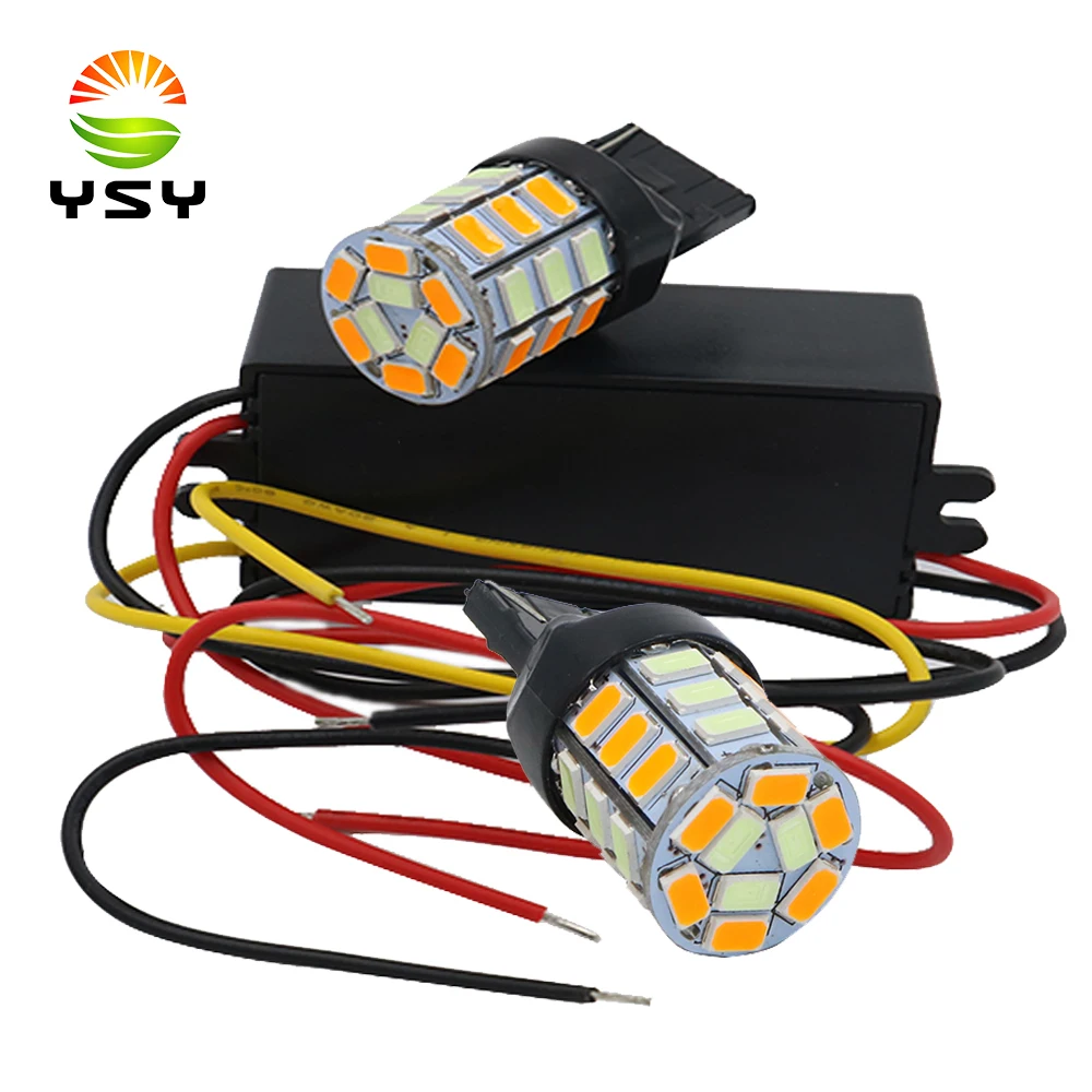 YSY 2 комплекта двойной цвет 1156 P21W BA15S T20 7440 5630 33 SMD синий/янтарный светодиодный