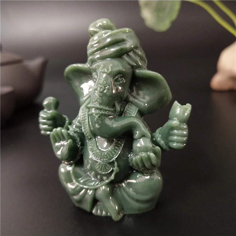 Статуя Будды Ganesha скульптура бога слона искусственный нефрит каменные фигурки