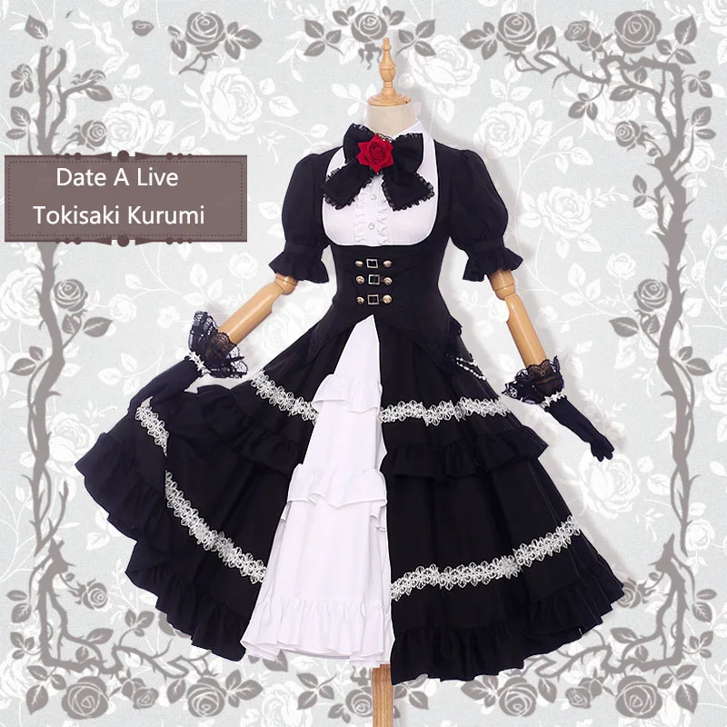 Anime! Date A Live Tokisaki Kurumi Lolita Dress Sexy Lovely Uniform Cosplay Costume Party Dress For Women NEW Free Shipping
