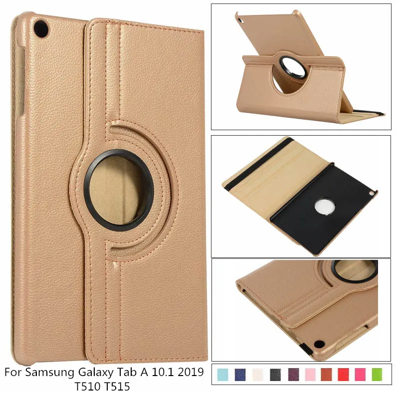 360 Вращающийся чехол для Samsung Tab A 10 1 2019 T510 T515 из кожи с зернистой фактурой функцией