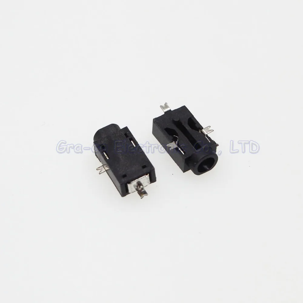 100 шт. DC055 разъем питания постоянного тока полный пластиковый с тремя SMT ножками и