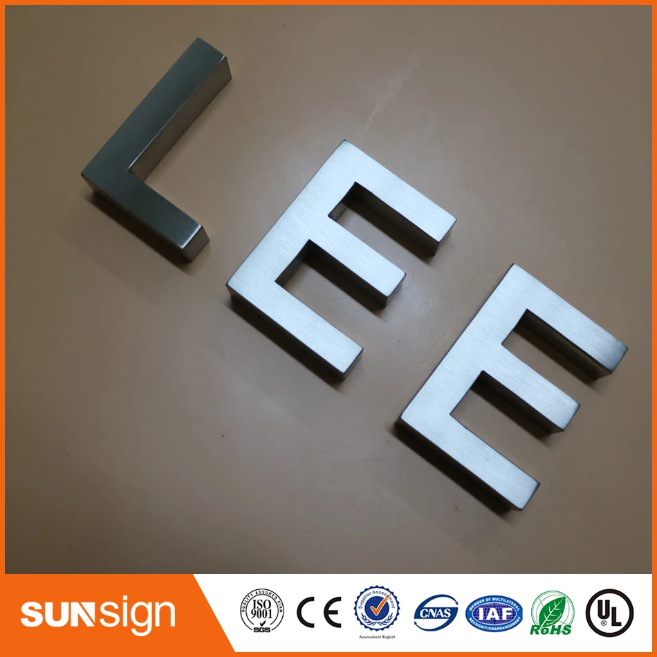 Высококачественная Матовая Серебристая буквы из хромированной нержавеющей