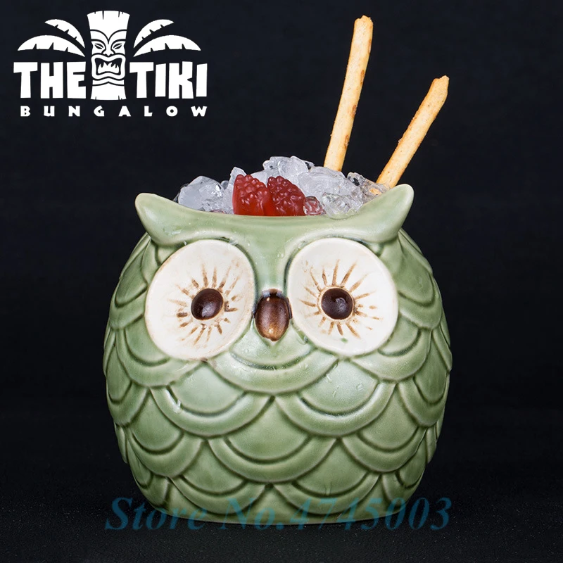 Кружка сова Tiki Hawaii Коктейльная кружка 480 мл для молока чая пива кофе фарфоровая