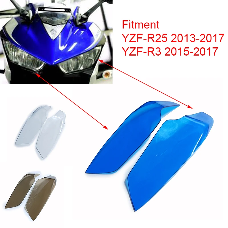 Защитная крышка для передних фар мотоцикла Yamaha R3 YZF 2015 2016 2017/R25 R25 2013 2017|headlight