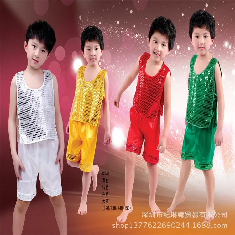 Детское платье с блестками для сцены юбка девочек и мальчиков костюм